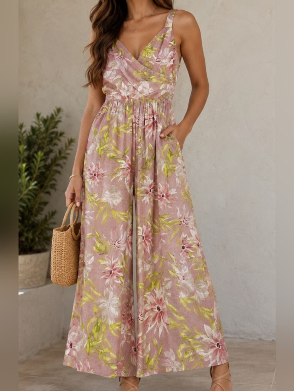 Express Wide Leg Floral Jumpsuit